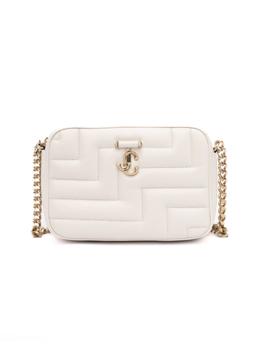 Jimmy Choo White Leather Avenue Camera Shoulder Bag